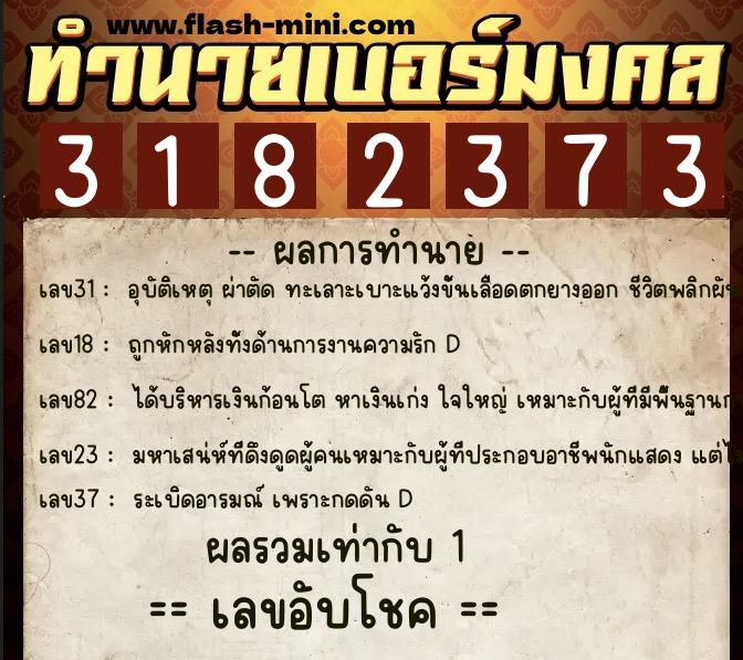 ทำนายเบอร์มงคล 0XX-3182373 ทำนายเบอร์มงคล หมายเลข 083-318237 ทำนายเบอร์มงคล 0XX-3182373 ทำนายเบอร์มงคล หมายเลข 083-318237