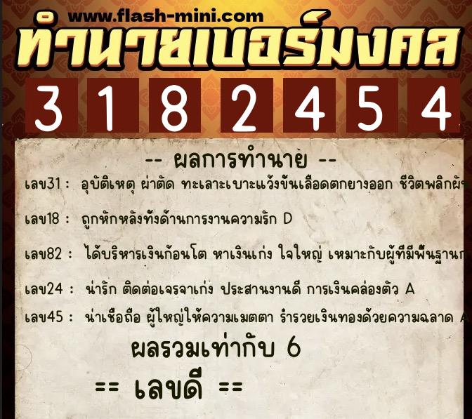 ทำนายเบอร์มงคล 0XX-3182454 ทำนายเบอร์มงคล หมายเลข 085-318245 ทำนายเบอร์มงคล 0XX-3182454 ทำนายเบอร์มงคล หมายเลข 085-318245