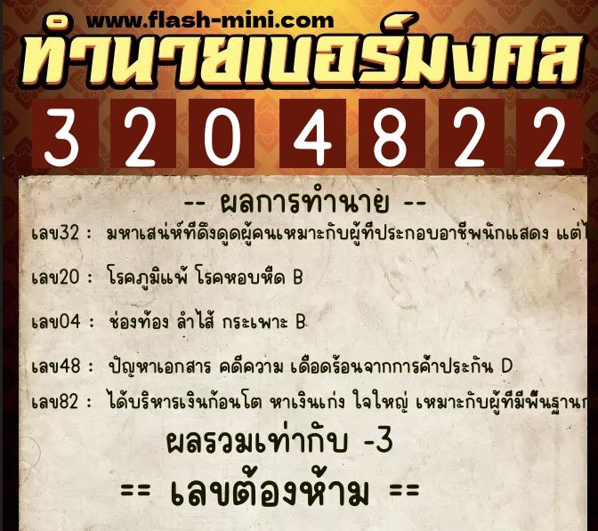 ทำนายเบอร์มงคล 0XX-3204822 ทำนายเบอร์มงคล หมายเลข 063-320482 ทำนายเบอร์มงคล 0XX-3204822 ทำนายเบอร์มงคล หมายเลข 063-320482