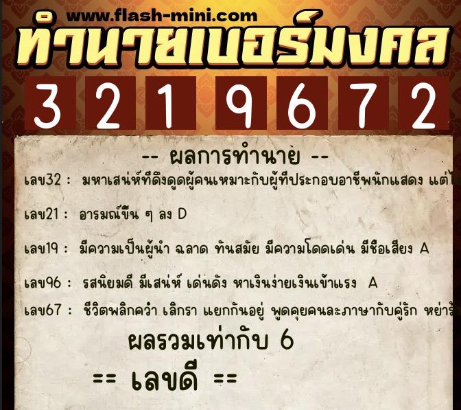 ทำนายเบอร์มงคล 0XX-3219672 ทำนายเบอร์มงคล หมายเลข 096-321967 ทำนายเบอร์มงคล 0XX-3219672 ทำนายเบอร์มงคล หมายเลข 096-321967