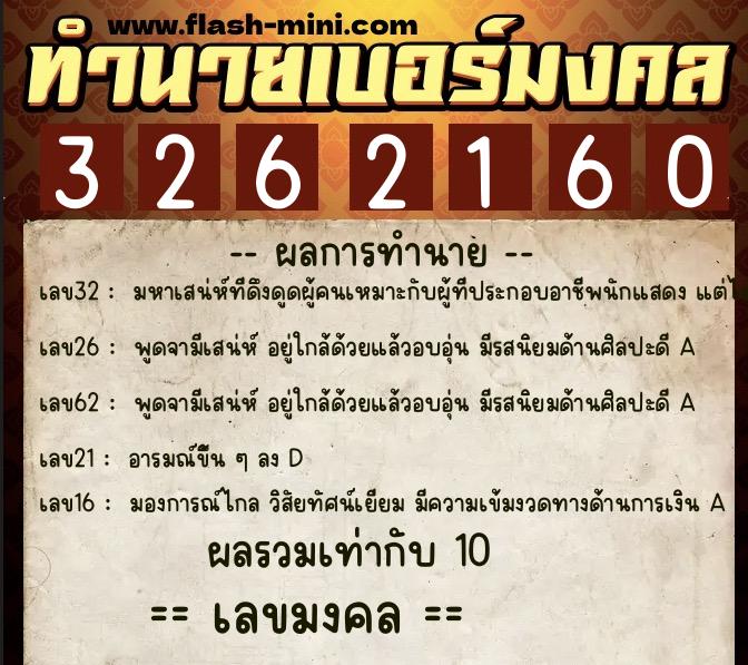 ทำนายเบอร์มงคล 0XX-3262160 ทำนายเบอร์มงคล หมายเลข 088-326216 ทำนายเบอร์มงคล 0XX-3262160 ทำนายเบอร์มงคล หมายเลข 088-326216