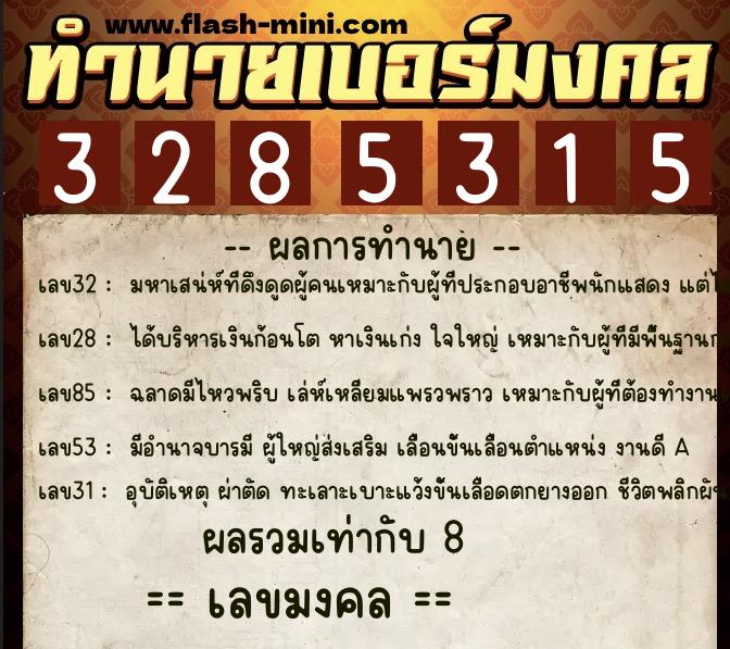 ทำนายเบอร์มงคล 0XX-3285315 ทำนายเบอร์มงคล หมายเลข 096-328531 ทำนายเบอร์มงคล 0XX-3285315 ทำนายเบอร์มงคล หมายเลข 096-328531