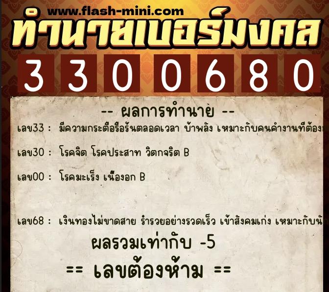 ทำนายเบอร์มงคล 0XX-3300680 ทำนายเบอร์มงคล หมายเลข 090-330068 ทำนายเบอร์มงคล 0XX-3300680 ทำนายเบอร์มงคล หมายเลข 090-330068