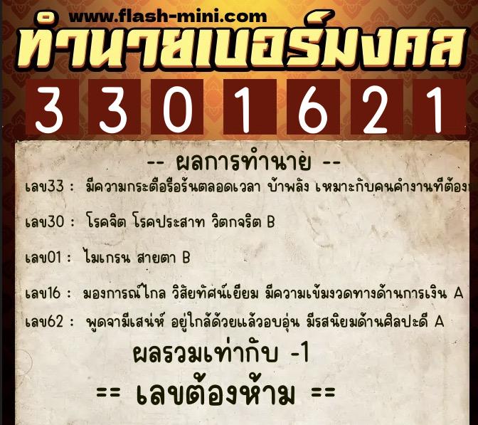 ทำนายเบอร์มงคล 0XX-3301621 ทำนายเบอร์มงคล หมายเลข 067-330162 ทำนายเบอร์มงคล 0XX-3301621 ทำนายเบอร์มงคล หมายเลข 067-330162