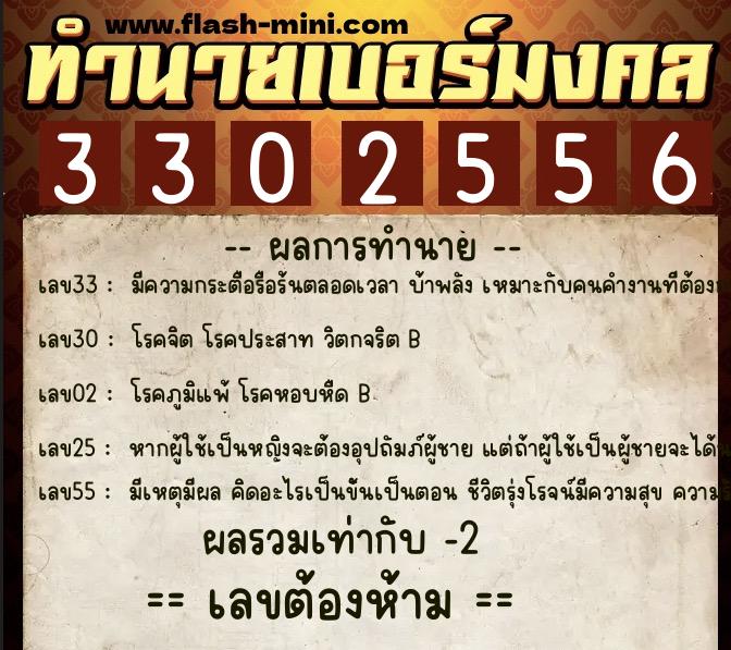 ทำนายเบอร์มงคล 0XX-3302556 ทำนายเบอร์มงคล หมายเลข 069-330255 ทำนายเบอร์มงคล 0XX-3302556 ทำนายเบอร์มงคล หมายเลข 069-330255