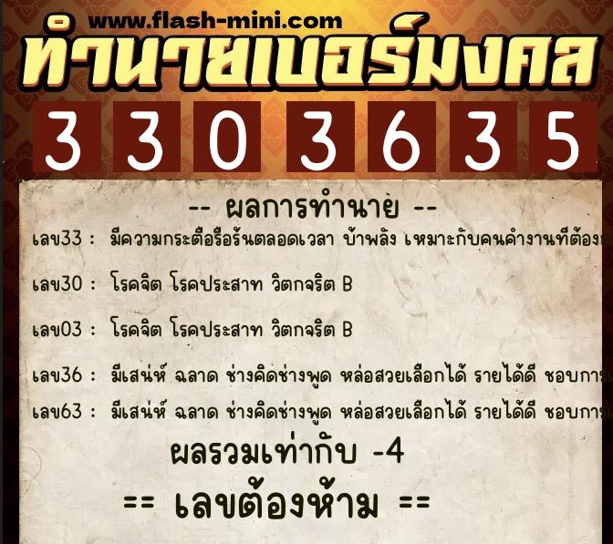 ทำนายเบอร์มงคล 0XX-3303635 ทำนายเบอร์มงคล หมายเลข 081-330363 ทำนายเบอร์มงคล 0XX-3303635 ทำนายเบอร์มงคล หมายเลข 081-330363