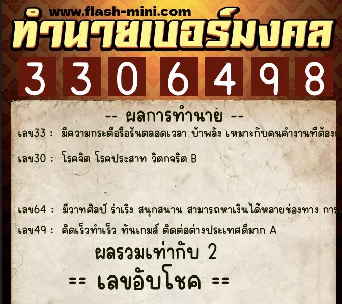 ทำนายเบอร์มงคล 0XX-3306498 ทำนายเบอร์มงคล หมายเลข 061-330649 ทำนายเบอร์มงคล 0XX-3306498 ทำนายเบอร์มงคล หมายเลข 061-330649