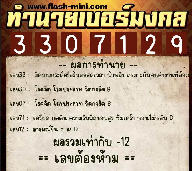 ทำนายเบอร์มงคล 0XX-3307129 ทำนายเบอร์มงคล หมายเลข 094-330712 ทำนายเบอร์มงคล 0XX-3307129 ทำนายเบอร์มงคล หมายเลข 094-330712