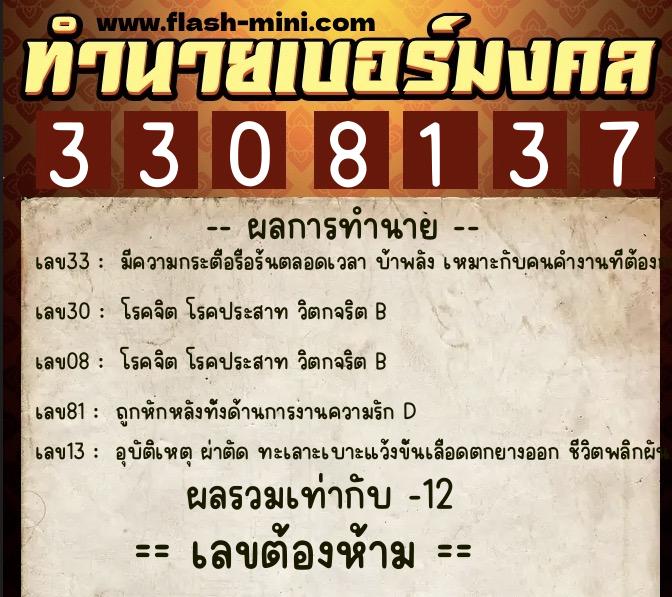 ทำนายเบอร์มงคล 0XX-3308137 ทำนายเบอร์มงคล หมายเลข 093-330813 ทำนายเบอร์มงคล 0XX-3308137 ทำนายเบอร์มงคล หมายเลข 093-330813