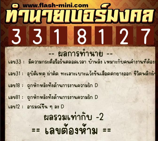 ทำนายเบอร์มงคล 0XX-3318127 ทำนายเบอร์มงคล หมายเลข 097-331812 ทำนายเบอร์มงคล 0XX-3318127 ทำนายเบอร์มงคล หมายเลข 097-331812