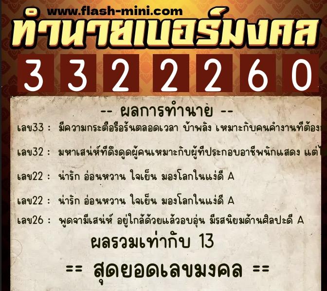 ทำนายเบอร์มงคล 0XX-3322260 ทำนายเบอร์มงคล หมายเลข 087-332226 ทำนายเบอร์มงคล 0XX-3322260 ทำนายเบอร์มงคล หมายเลข 087-332226