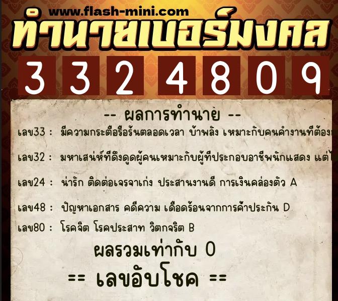 ทำนายเบอร์มงคล 0XX-3324809 ทำนายเบอร์มงคล หมายเลข 084-332480 ทำนายเบอร์มงคล 0XX-3324809 ทำนายเบอร์มงคล หมายเลข 084-332480