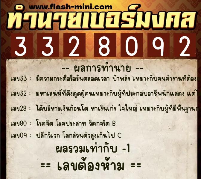 ทำนายเบอร์มงคล 0XX-3328092 ทำนายเบอร์มงคล หมายเลข 068-332809 ทำนายเบอร์มงคล 0XX-3328092 ทำนายเบอร์มงคล หมายเลข 068-332809