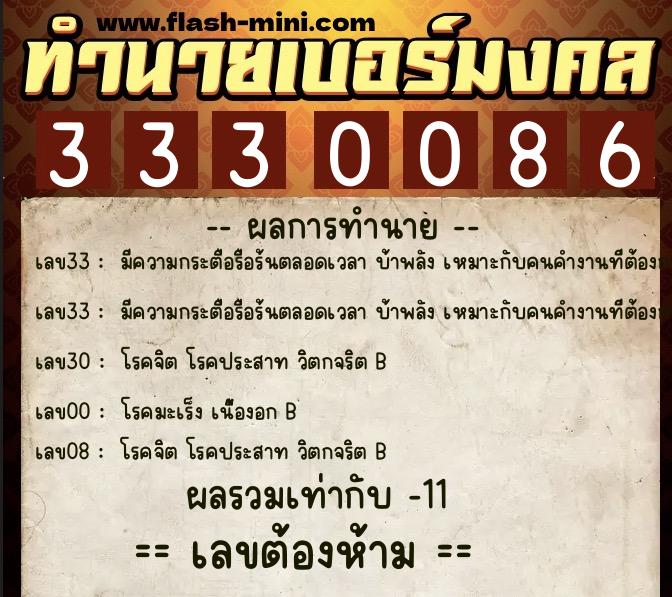 ทำนายเบอร์มงคล 0XX-3330086 ทำนายเบอร์มงคล หมายเลข 082-333008 ทำนายเบอร์มงคล 0XX-3330086 ทำนายเบอร์มงคล หมายเลข 082-333008