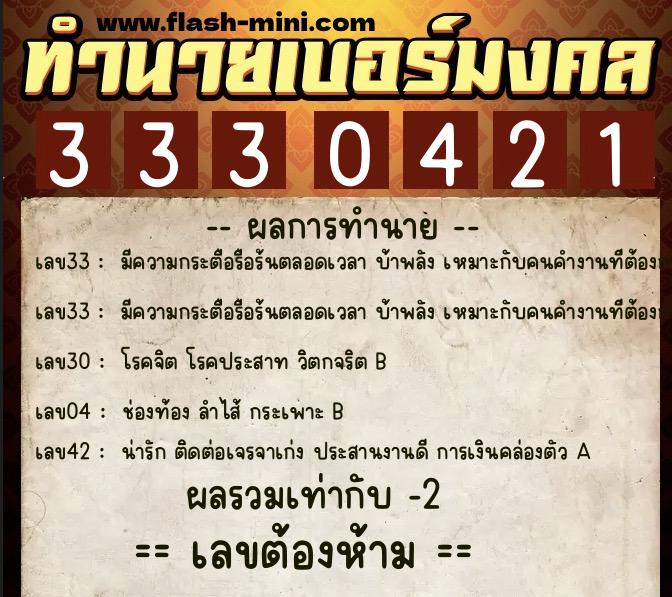 ทำนายเบอร์มงคล 0XX-3330421 ทำนายเบอร์มงคล หมายเลข 062-333042 ทำนายเบอร์มงคล 0XX-3330421 ทำนายเบอร์มงคล หมายเลข 062-333042