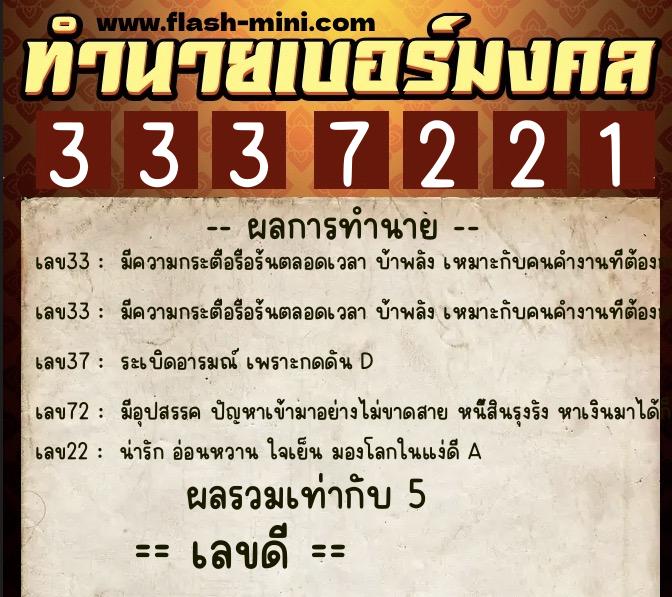 ทำนายเบอร์มงคล 0XX-3337221 ทำนายเบอร์มงคล หมายเลข 067-333722 ทำนายเบอร์มงคล 0XX-3337221 ทำนายเบอร์มงคล หมายเลข 067-333722