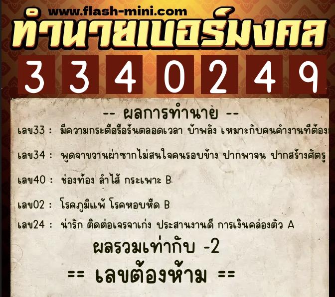 ทำนายเบอร์มงคล 0XX-3340249 ทำนายเบอร์มงคล หมายเลข 064-334024 ทำนายเบอร์มงคล 0XX-3340249 ทำนายเบอร์มงคล หมายเลข 064-334024