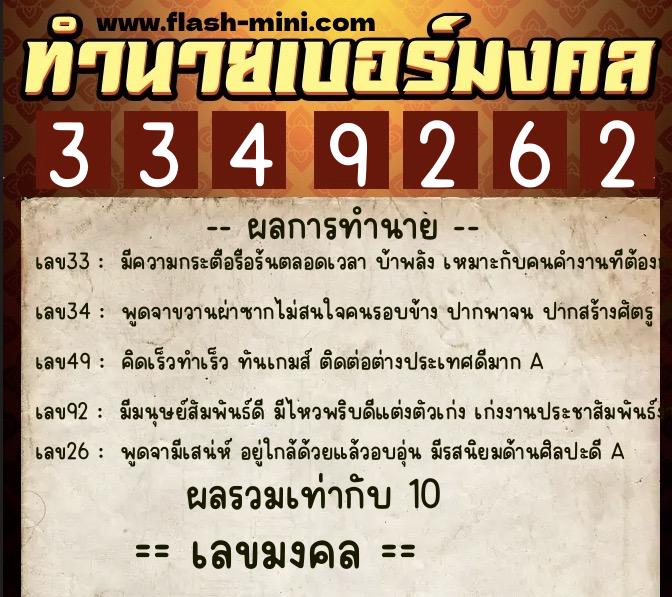 ทำนายเบอร์มงคล 0XX-3349262 ทำนายเบอร์มงคล หมายเลข 095-334926 ทำนายเบอร์มงคล 0XX-3349262 ทำนายเบอร์มงคล หมายเลข 095-334926