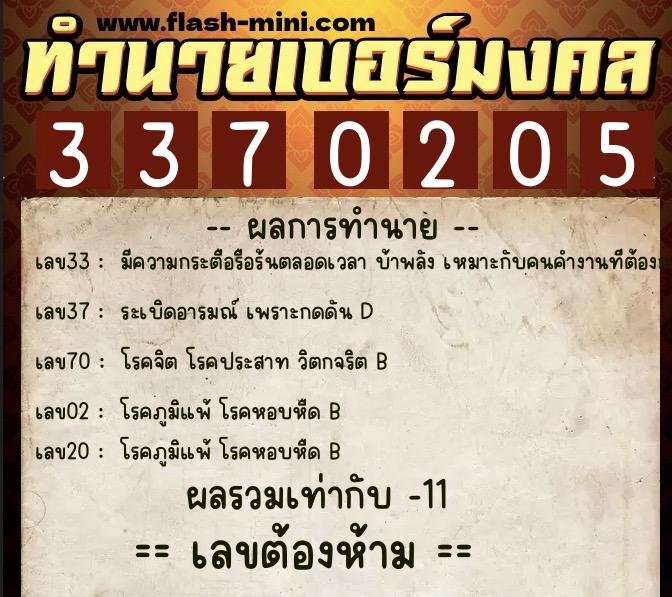 ทำนายเบอร์มงคล 0XX-3370205 ทำนายเบอร์มงคล หมายเลข 087-337020 ทำนายเบอร์มงคล 0XX-3370205 ทำนายเบอร์มงคล หมายเลข 087-337020
