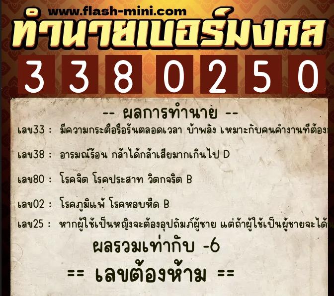 ทำนายเบอร์มงคล 0XX-3380250 ทำนายเบอร์มงคล หมายเลข 084-338025 ทำนายเบอร์มงคล 0XX-3380250 ทำนายเบอร์มงคล หมายเลข 084-338025