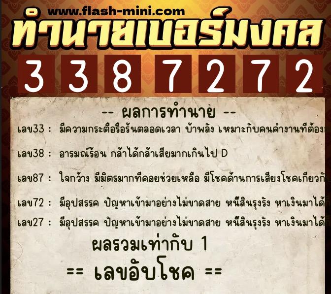 ทำนายเบอร์มงคล 0XX-3387272 ทำนายเบอร์มงคล หมายเลข 096-338727 ทำนายเบอร์มงคล 0XX-3387272 ทำนายเบอร์มงคล หมายเลข 096-338727