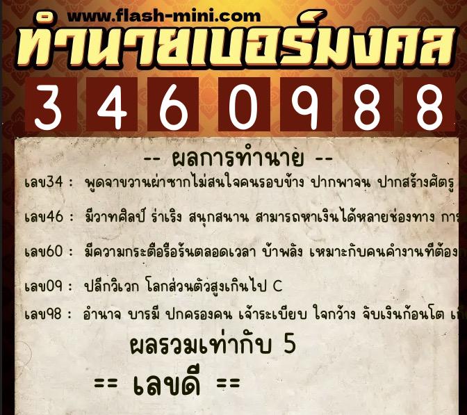 ทำนายเบอร์มงคล 0XX-3460988 ทำนายเบอร์มงคล หมายเลข 096-346098 ทำนายเบอร์มงคล 0XX-3460988 ทำนายเบอร์มงคล หมายเลข 096-346098