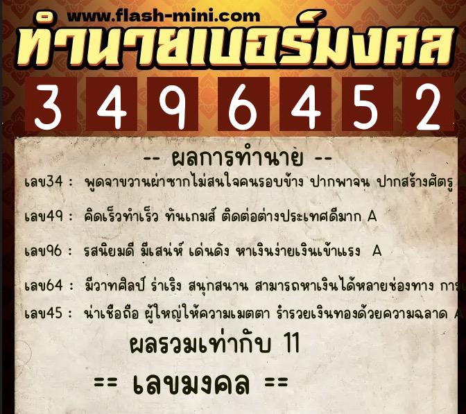 ทำนายเบอร์มงคล 0XX-3496452 ทำนายเบอร์มงคล หมายเลข 065-349645 ทำนายเบอร์มงคล 0XX-3496452 ทำนายเบอร์มงคล หมายเลข 065-349645
