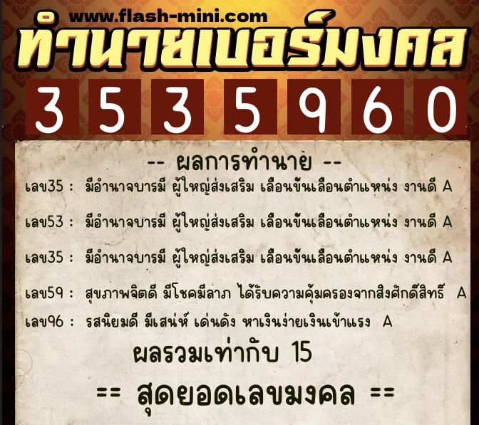 ทำนายเบอร์มงคล 0XX-3535960 ทำนายเบอร์มงคล หมายเลข 097-353596 ทำนายเบอร์มงคล 0XX-3535960 ทำนายเบอร์มงคล หมายเลข 097-353596