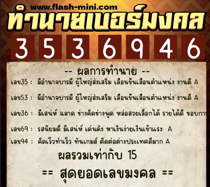 ทำนายเบอร์มงคล 0XX-3536946 ทำนายเบอร์มงคล หมายเลข 097-353694 ทำนายเบอร์มงคล 0XX-3536946 ทำนายเบอร์มงคล หมายเลข 097-353694