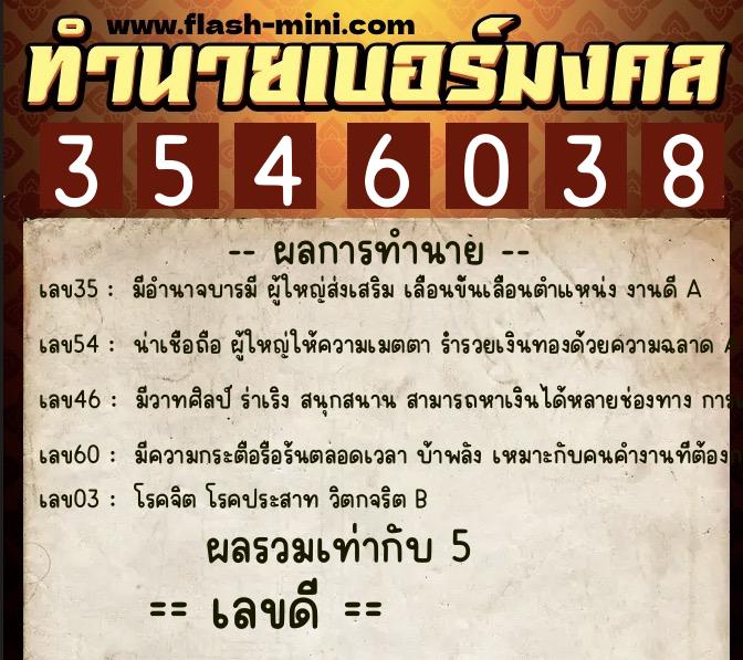 ทำนายเบอร์มงคล 0XX-3546038 ทำนายเบอร์มงคล หมายเลข 089-354603 ทำนายเบอร์มงคล 0XX-3546038 ทำนายเบอร์มงคล หมายเลข 089-354603