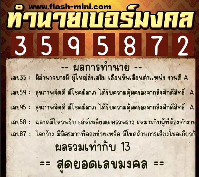 ทำนายเบอร์มงคล 0XX-3595872 ทำนายเบอร์มงคล หมายเลข 064-359587 ทำนายเบอร์มงคล 0XX-3595872 ทำนายเบอร์มงคล หมายเลข 064-359587