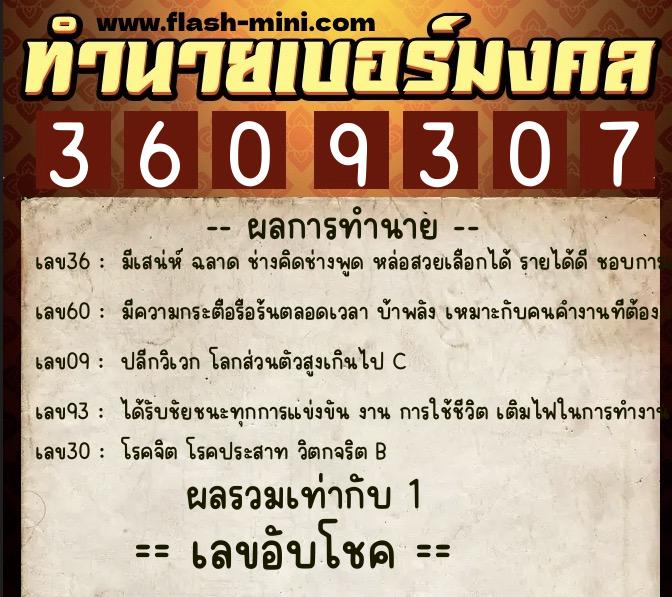ทำนายเบอร์มงคล 0XX-3609307 ทำนายเบอร์มงคล หมายเลข 063-360930 ทำนายเบอร์มงคล 0XX-3609307 ทำนายเบอร์มงคล หมายเลข 063-360930