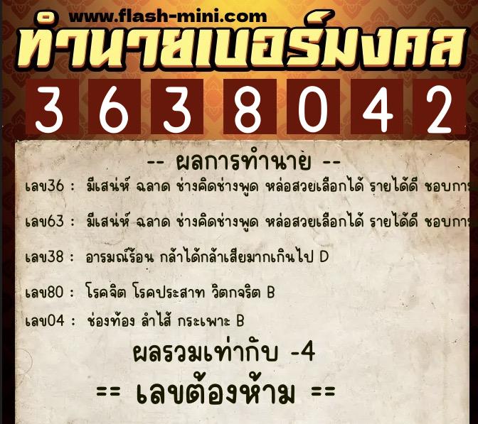 ทำนายเบอร์มงคล 0XX-3638042 ทำนายเบอร์มงคล หมายเลข 093-363804 ทำนายเบอร์มงคล 0XX-3638042 ทำนายเบอร์มงคล หมายเลข 093-363804