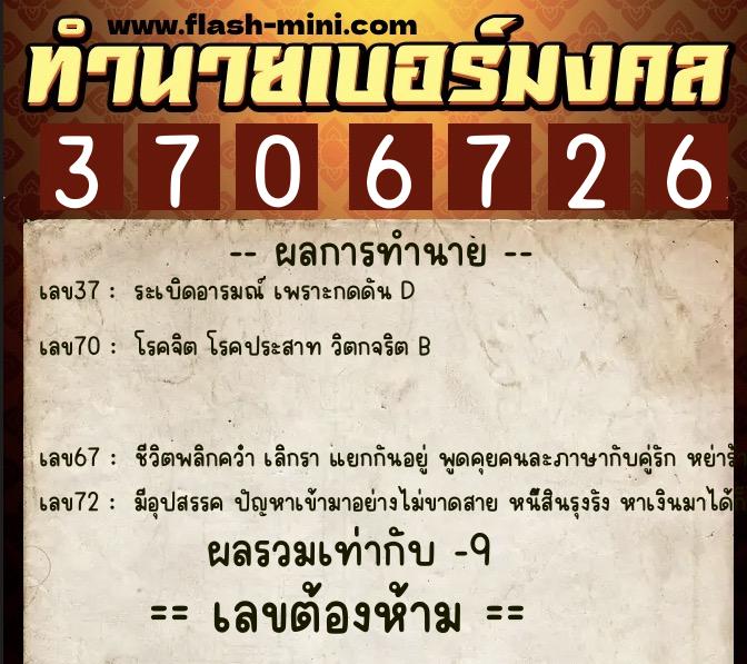 ทำนายเบอร์มงคล 0XX-3706726 ทำนายเบอร์มงคล หมายเลข 089-370672 ทำนายเบอร์มงคล 0XX-3706726 ทำนายเบอร์มงคล หมายเลข 089-370672