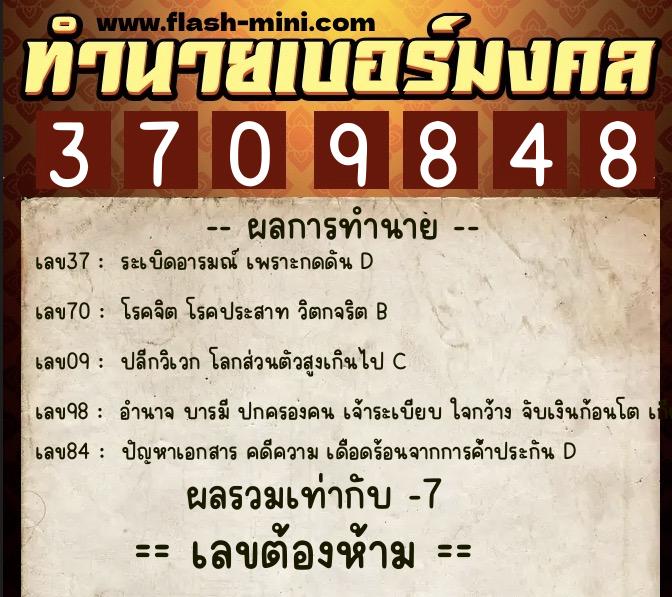 ทำนายเบอร์มงคล 0XX-3709848 ทำนายเบอร์มงคล หมายเลข 064-370984 ทำนายเบอร์มงคล 0XX-3709848 ทำนายเบอร์มงคล หมายเลข 064-370984