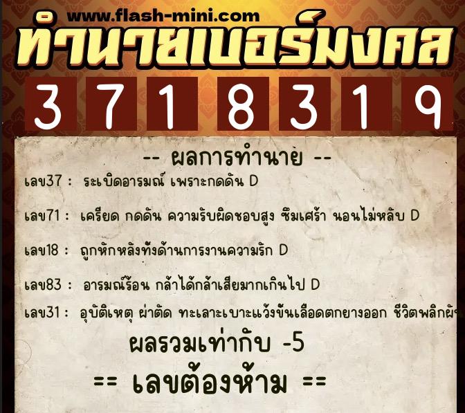 ทำนายเบอร์มงคล 0XX-3718319 ทำนายเบอร์มงคล หมายเลข 099-371831 ทำนายเบอร์มงคล 0XX-3718319 ทำนายเบอร์มงคล หมายเลข 099-371831