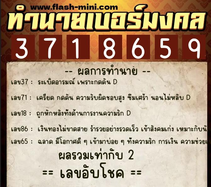 ทำนายเบอร์มงคล 0XX-3718659 ทำนายเบอร์มงคล หมายเลข 094-371865 ทำนายเบอร์มงคล 0XX-3718659 ทำนายเบอร์มงคล หมายเลข 094-371865