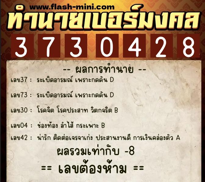 ทำนายเบอร์มงคล 0XX-3730428 ทำนายเบอร์มงคล หมายเลข 096-373042 ทำนายเบอร์มงคล 0XX-3730428 ทำนายเบอร์มงคล หมายเลข 096-373042