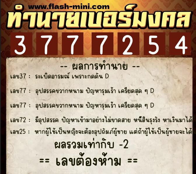 ทำนายเบอร์มงคล 0XX-3777254 ทำนายเบอร์มงคล หมายเลข 092-377725 ทำนายเบอร์มงคล 0XX-3777254 ทำนายเบอร์มงคล หมายเลข 092-377725