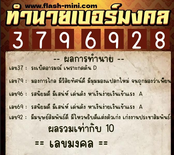 ทำนายเบอร์มงคล 0XX-3796928 ทำนายเบอร์มงคล หมายเลข 067-379692 ทำนายเบอร์มงคล 0XX-3796928 ทำนายเบอร์มงคล หมายเลข 067-379692