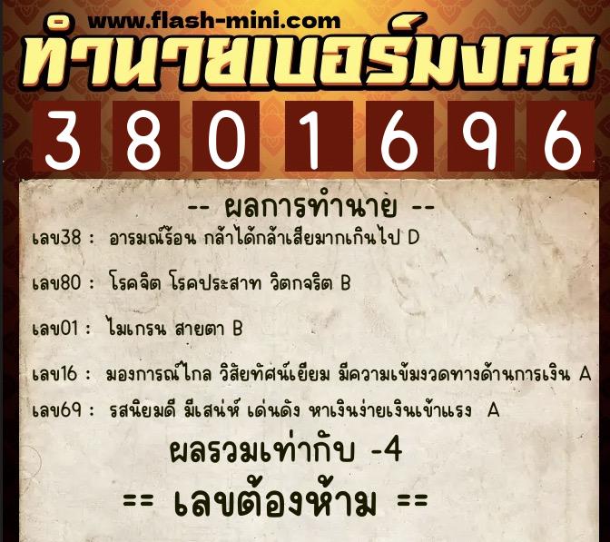 ทำนายเบอร์มงคล 0XX-3801696 ทำนายเบอร์มงคล หมายเลข 090-380169 ทำนายเบอร์มงคล 0XX-3801696 ทำนายเบอร์มงคล หมายเลข 090-380169