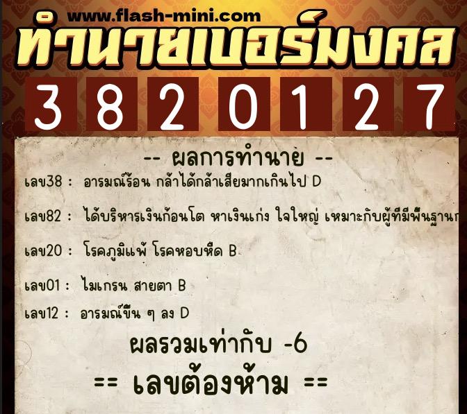 ทำนายเบอร์มงคล 0XX-3820127 ทำนายเบอร์มงคล หมายเลข 096-382012 ทำนายเบอร์มงคล 0XX-3820127 ทำนายเบอร์มงคล หมายเลข 096-382012