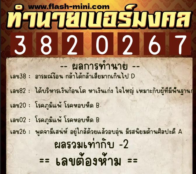 ทำนายเบอร์มงคล 0XX-3820267 ทำนายเบอร์มงคล หมายเลข 092-382026 ทำนายเบอร์มงคล 0XX-3820267 ทำนายเบอร์มงคล หมายเลข 092-382026