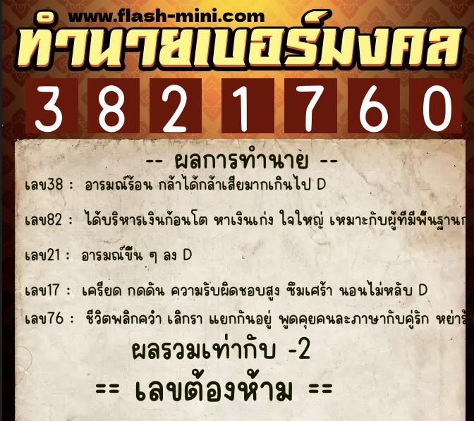 ทำนายเบอร์มงคล 0XX-3821760 ทำนายเบอร์มงคล หมายเลข 088-382176 ทำนายเบอร์มงคล 0XX-3821760 ทำนายเบอร์มงคล หมายเลข 088-382176