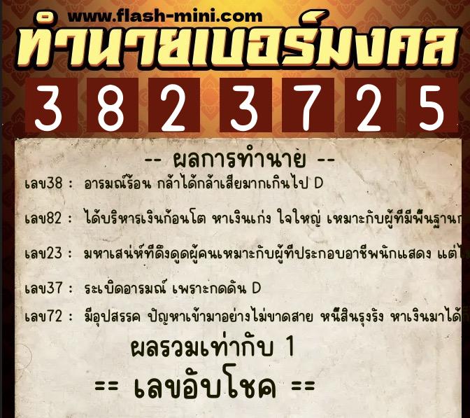 ทำนายเบอร์มงคล 0XX-3823725 ทำนายเบอร์มงคล หมายเลข 095-382372 ทำนายเบอร์มงคล 0XX-3823725 ทำนายเบอร์มงคล หมายเลข 095-382372