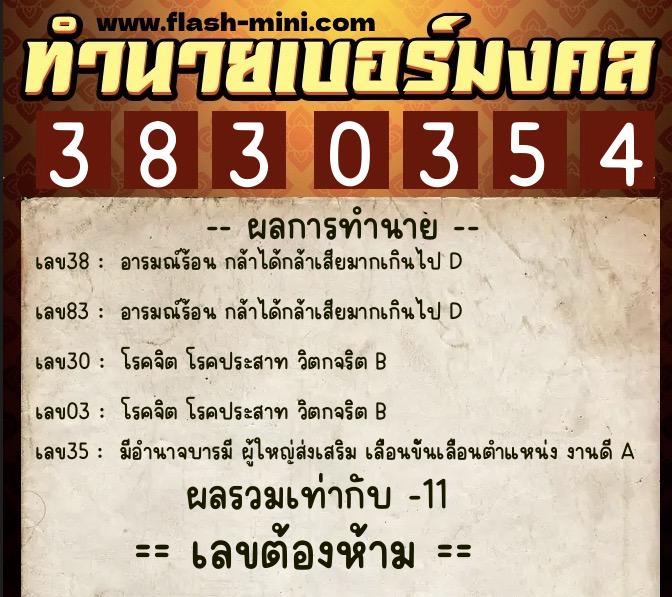 ทำนายเบอร์มงคล 0XX-3830354 ทำนายเบอร์มงคล หมายเลข 065-383035 ทำนายเบอร์มงคล 0XX-3830354 ทำนายเบอร์มงคล หมายเลข 065-383035