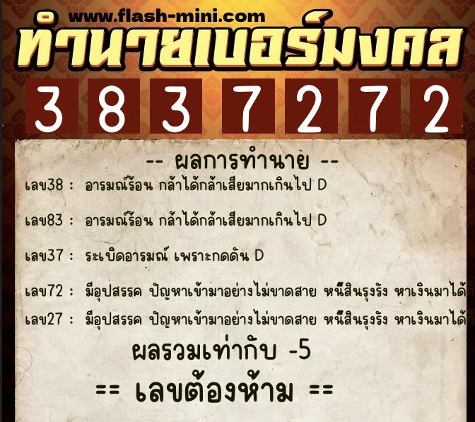 ทำนายเบอร์มงคล 0XX-3837272 ทำนายเบอร์มงคล หมายเลข 089-383727 ทำนายเบอร์มงคล 0XX-3837272 ทำนายเบอร์มงคล หมายเลข 089-383727
