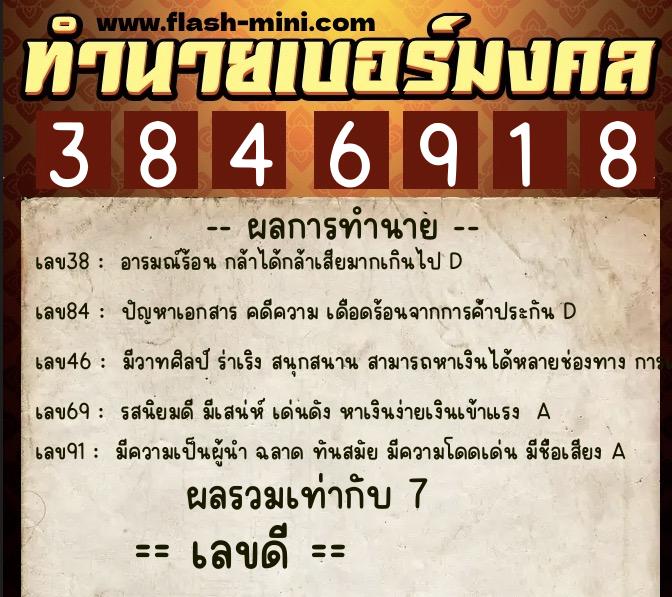 ทำนายเบอร์มงคล 0XX-3846918 ทำนายเบอร์มงคล หมายเลข 067-384691 ทำนายเบอร์มงคล 0XX-3846918 ทำนายเบอร์มงคล หมายเลข 067-384691