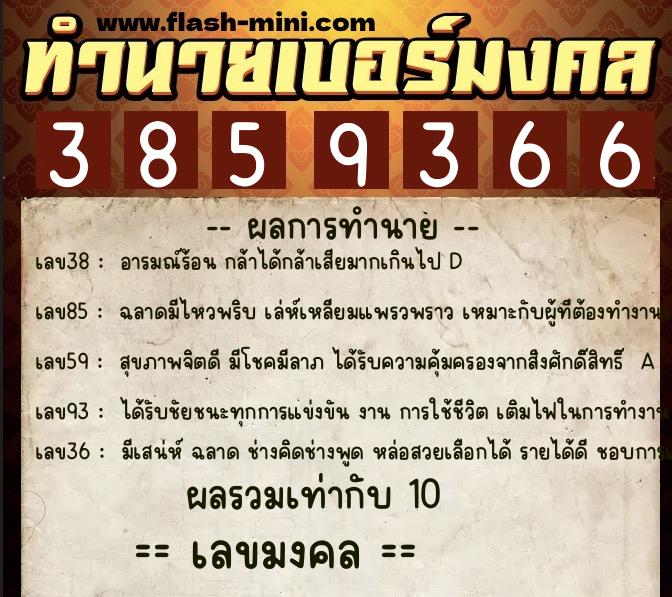 ทำนายเบอร์มงคล 0XX-3859366 ทำนายเบอร์มงคล หมายเลข 062-385936 ทำนายเบอร์มงคล 0XX-3859366 ทำนายเบอร์มงคล หมายเลข 062-385936