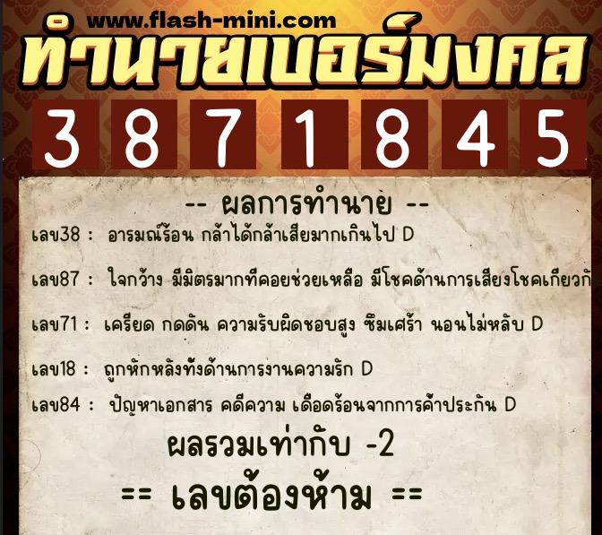 ทำนายเบอร์มงคล 0XX-3871845 ทำนายเบอร์มงคล หมายเลข 062-387184 ทำนายเบอร์มงคล 0XX-3871845 ทำนายเบอร์มงคล หมายเลข 062-387184